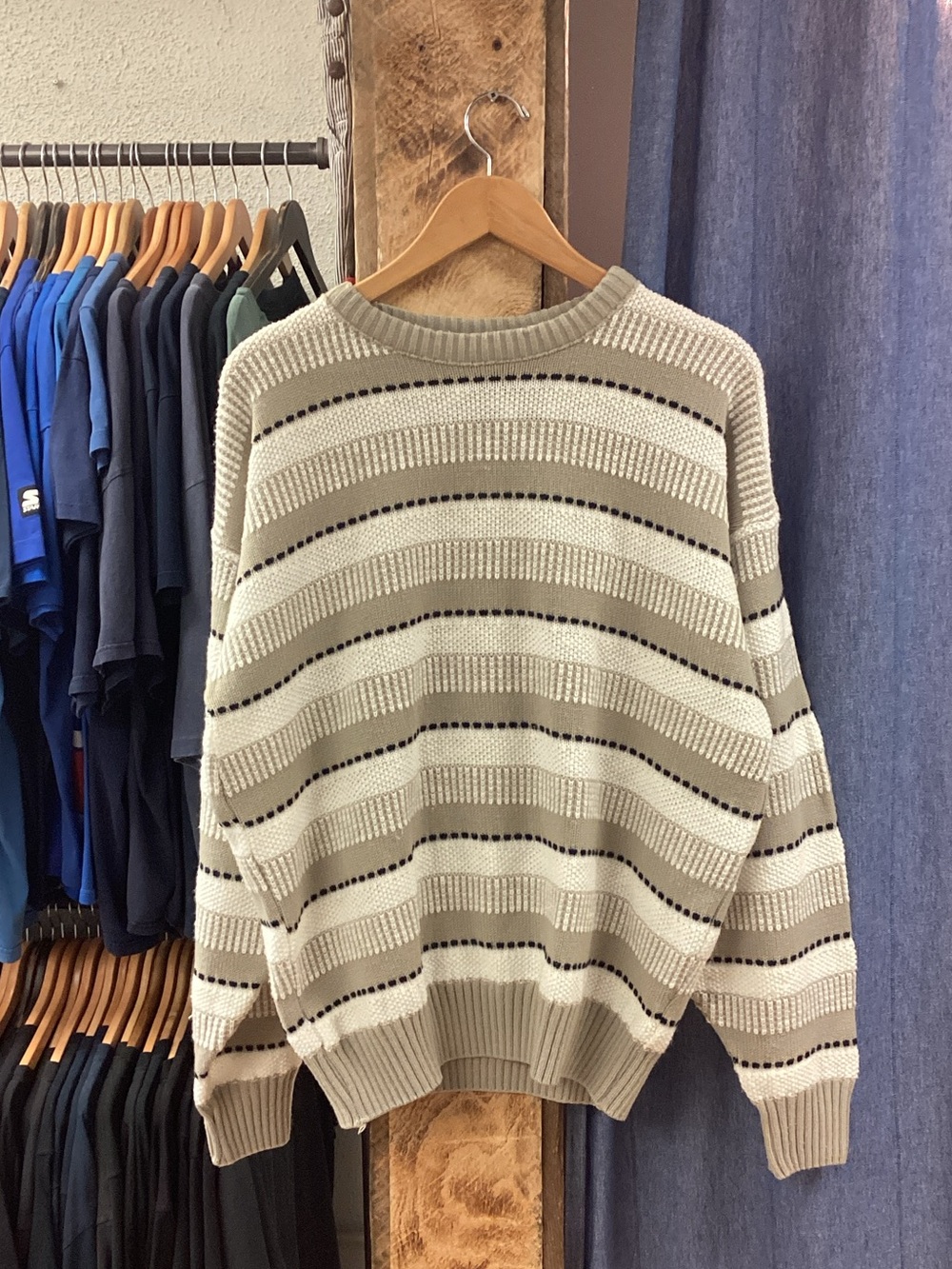 Vintage Striped Cream Knit Sweater